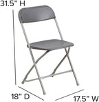 Flash Furniture Hercules Series Plastic Folding Chairs for Parties and Weddings, Stackable Commercial Event Seats, Set of 10, Gray - Image 3