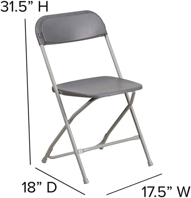 Flash Furniture Hercules Series Plastic Folding Chairs for Parties and Weddings, Stackable Commercial Event Seats, Set of 10, Gray - Image 3