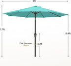 MEWAY 9ft Patio Umbrella Outdoor Table Umbrellas with Push Button Tilt and Crank, Market Umbrella 8 Sturdy Ribs for Deck, Garden, Pool and Backyard, Turquoise - Image 7