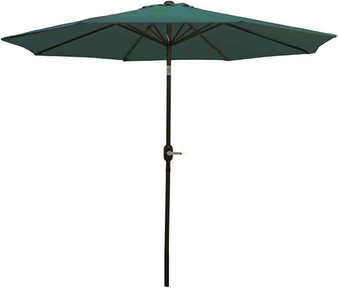 Sunnydaze Outdoor Patio Umbrella - Polyester Table Market Umbrella with Push-Button Tilt and Crank - 8 Sturdy Ribs - Green - 9ft - Image 10