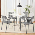 Patio Dining Chairs Set of 4, All-Weather Outdoor and Indoor Stackable Chairs with Curved Back, Waterproof for Patio, Deck, Porch, Backyard, Restaurant & Cafe Use, Grey by JPBSTO