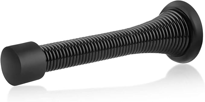 HOMOTEK 1 Pack Black Spring Door Stops, 3-1/8" Heavy Duty Door Stop by HOMOTEK