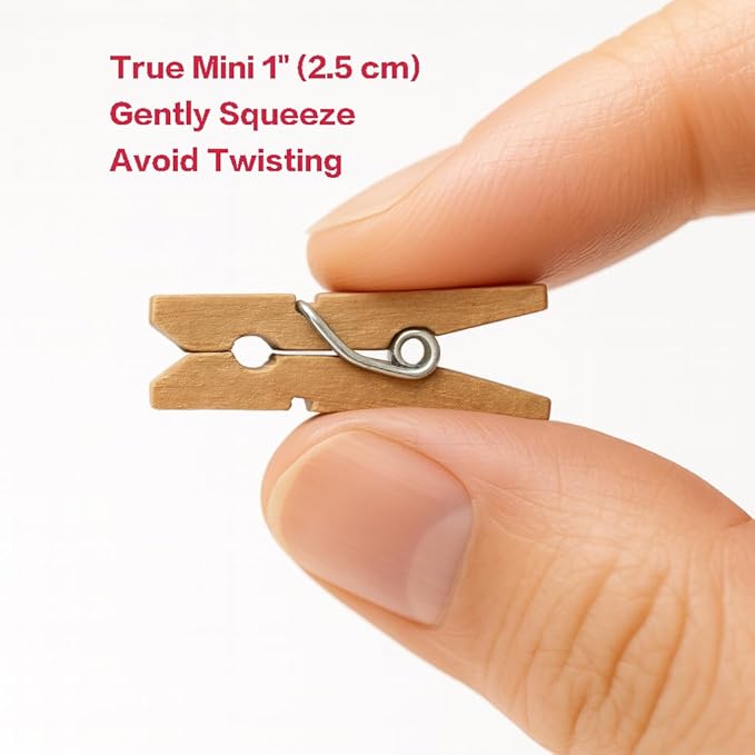 LWR CRAFTS Wooden Mini Clothespins 100 Per Pack 1" 2.5cm - Image 3