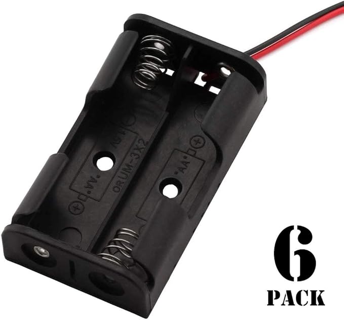 6 Pieces 2 Slots x 1.5V AA Battery Case Holder Battery Spring Clip Storage Box - Image 2