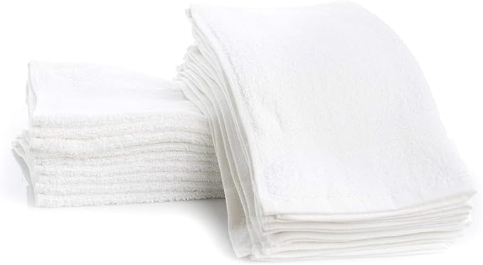 Simpli-Magic Cotton Washcloths White, 40 Pack, Size: 12”x12” - Image 2