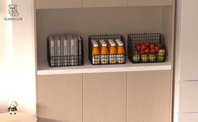 Stackable Wire Storage Baskets for Kitchen Closet Pantry, Hanging Closet - Image 5