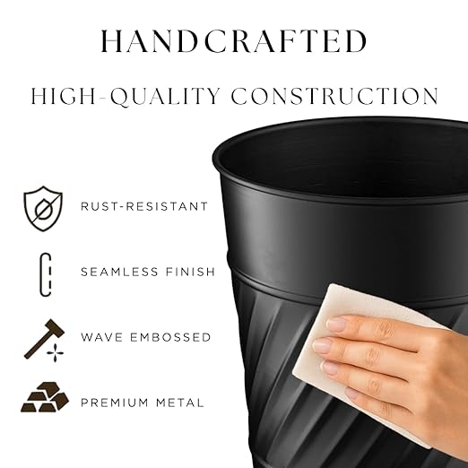 Monarch Abode Metal Bathroom Trash Can – Waste Basket - Image 3