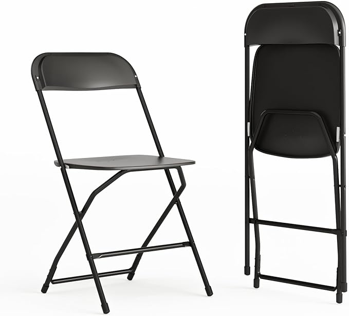 Flash Furniture Hercules Series Plastic Folding Chairs for Parties and Weddings, Stackable Commercial Event Seats with 650-lb. Static Weight Capacity, Set of 2, Black by FlashFurniture