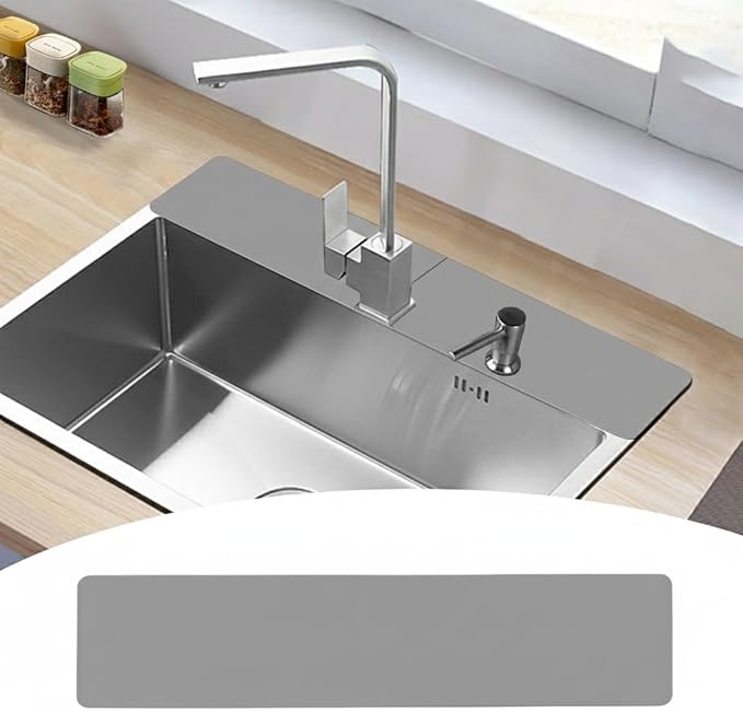 Customizable Faucet Mat for Kitchen Sink: 30"L x 5.5"W DIY Cuttable Bathroom by EazziSwitch