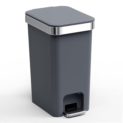 Bathroom Trash Can with Lid, 2.6 Gallon /10 Liter Small Garbage Can, Press Top by accep