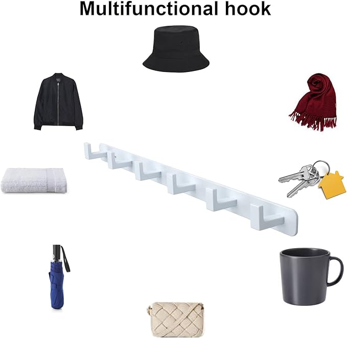 Coat Rack, Heavy Duty Stainless Steel 6 Tri Coat Hook Hanger, Wall Mounted - Image 4
