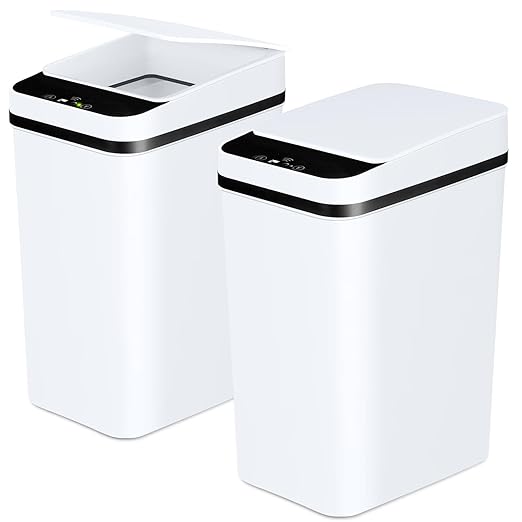Bathroom Trash Cans with Lid 2 Pack 2.2 Gallon Touchless Automatic Motion by Anborry