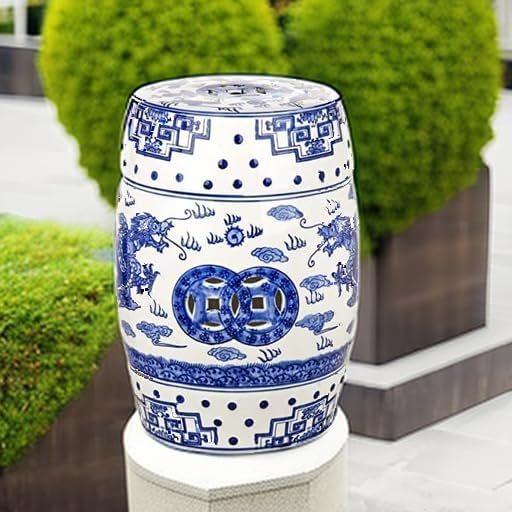 SAFAVIEH Castle Gardens Collection – Dragon’s Breath Blue Glazed Ceramic Chinoiserie Indoor/Outdoor Garden Stool (ACS4554A) - Image 6