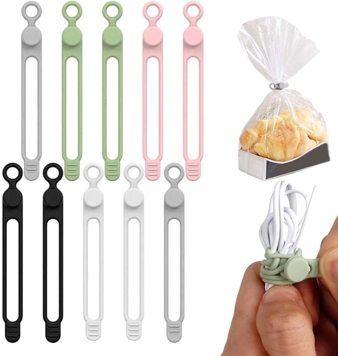 Silicone Cable Organizer Management, Reusable Cable Ties, Cord Holder Charger by MucpadKitchenGadgets