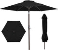 JEAREY 7.5FT Patio Umbrella Market Table Umbrella with 6 Sturdy Ribs, Push Button Tilt/Crank Outdoor Umbrella for Garden, Deck, Backyard, Pool, Black by JEAREYOutdoorsCollection