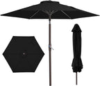 JEAREY 7.5FT Patio Umbrella Market Table Umbrella with 6 Sturdy Ribs, Push Button Tilt/Crank Outdoor Umbrella for Garden, Deck, Backyard, Pool, Black by JEAREYOutdoorsCollection