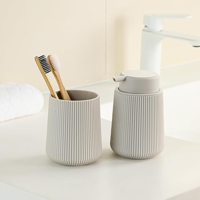 Beige Striped Toothbrush Holder - Image 6