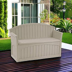 Suncast Outdoor Storage Bench - 50 Gallon Taupe Resin Outdoor Bench with Storage for Cushions, Tools & More. All-Weather Patio Deck Box with Seat for Porch, Pool, Yard, & Garden, Made in USA - Image 2
