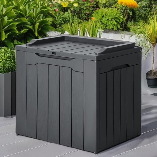 JUMMICO 31 Gallon Resin Deck Box Waterproof Indoor Outdoor Storage Boxes for Patio Furniture Cushions and Garden Tools (Gray) - Image 5