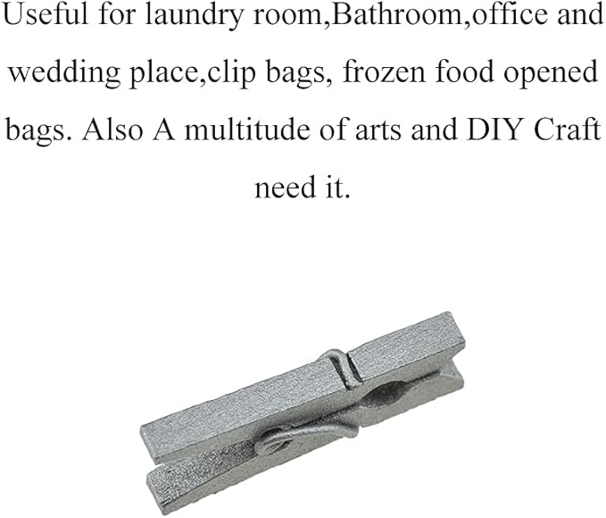 HAHIYO Silver Wooden Clothes Pins Clothespins Mini Do NOT Fall Apart 1 inches - Image 5