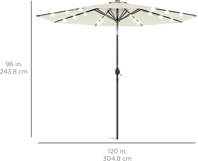 Best Choice Products 10ft Solar Polyester LED Lighted Patio Umbrella w/Tilt Adjustment and UV-Resistant Fabric - Image 7
