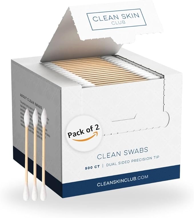 Clean Skin Club Clean Swabs, 2 Pack, 1000 Total Count, One Pointed Tip by CLEANSKINCLUB