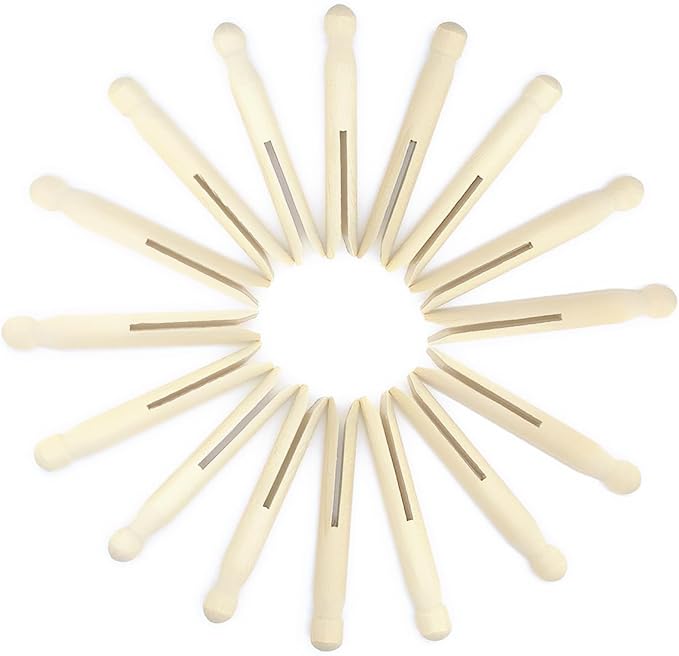 Hanobo 25 Pack Round Wooden Traditional Clothespins by Hanobo