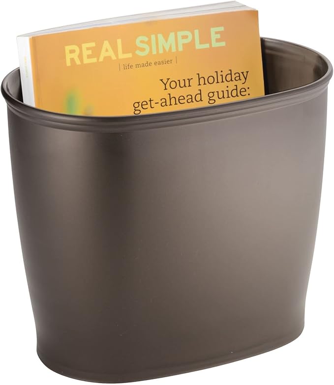 mDesign Plastic Compact Toilet Bowl Brush, Round Slim Wastebasket, Garbage - Image 7
