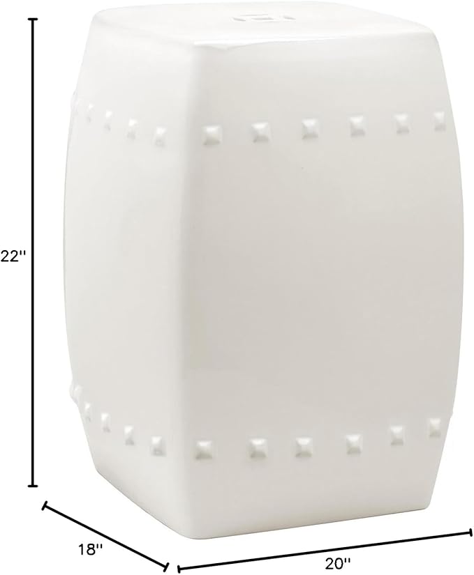 Safavieh Villa Glazed Ceramic Decorative Garden Stool, Cream - Image 2
