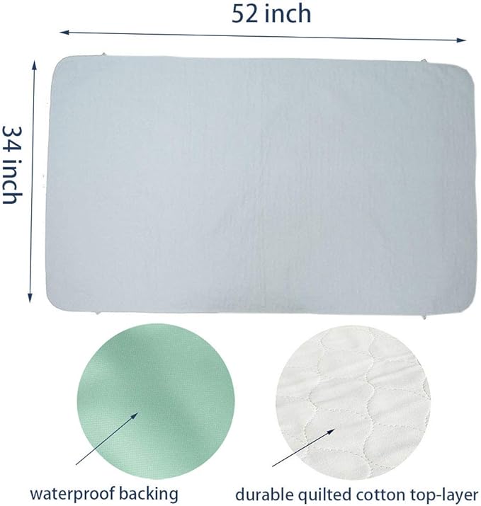 Pack of 2 Careboree Quilted Cotton Top Underpad 34"X52" Reusable Incontinence - Image 5