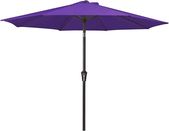 MEWAY 9ft Patio Umbrella Outdoor Table Umbrellas with Push Button Tilt and Crank, Market Umbrella 8 Sturdy Ribs for Deck, Garden, Pool and Backyard, Dark Purple by MEWAY