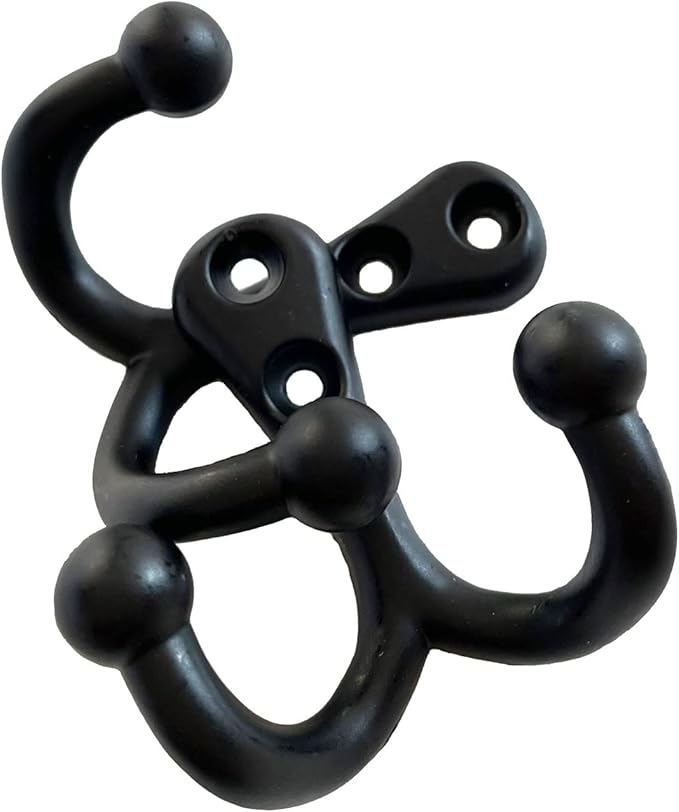 5 Pack Coat Hooks Wall Mounted Black Rustic Jacket Hooks Heavy Duty Double - Image 6