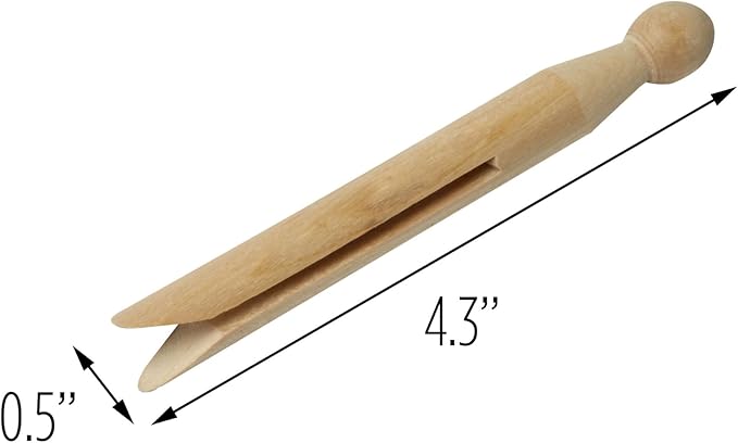 Honey-Can-Do 100 Pack Round Birch Wood Clothespins, Durable Wood Clips - Image 4