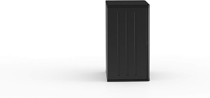 Suncast Heavy-Duty Resin Outdoor Storage Cabinet, 30" W x 20.25" D x 36" H Dark Grey Base Garage Storage Cabinet with Lockable Doors and Metal Reinforced Shelves, Made in The USA - Image 7