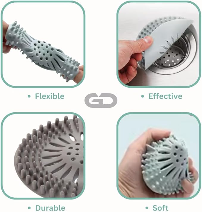 GD 4-Pack Silicone Shower Drain Hair Catcher Anti-Clog Shower Drain, Sink & - Image 2