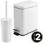 mDesign Metal Freestanding Slim Toilet Bowl Brush and Holder + Rectangle Narrow - Image 2