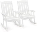 VINGLI Outdoor Rocking Chair Set of 2, Heavy Duty 600 LBS Wooden Rocking Chair with Comfortable Backrest, Weatherproof Rocker with Ergonomic Design, Suit for Patio, Garden, Yard, White by VINGLI