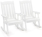 VINGLI Outdoor Rocking Chair Set of 2, Heavy Duty 600 LBS Wooden Rocking Chair with Comfortable Backrest, Weatherproof Rocker with Ergonomic Design, Suit for Patio, Garden, Yard, White by VINGLI