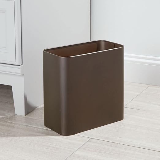 mDesign Small Metal 2.4 Gallon/9 Liter Trash Can Wastebasket Garbage Bin - Image 2