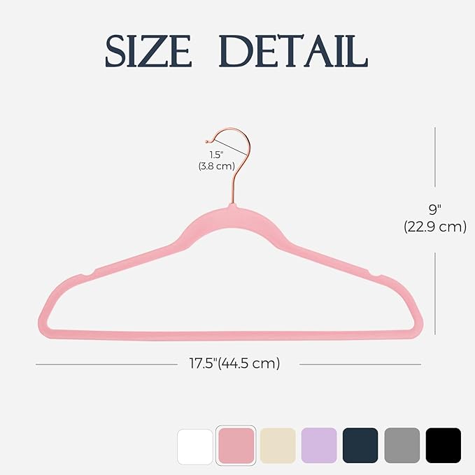 HOUSE DAY Pink Velvet Hangers 60 Pack, Premium Non-Slip Felt Clothes, Sturdy - Image 7