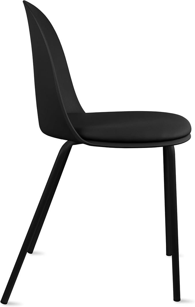 2xhome Modern Stackable Armless Dining Chair | Plastic Shell Seat with Metal Legs | Indoor or Outdoor Use | Home Kitchen Patio (4, Black, Padded Seat) - Image 9