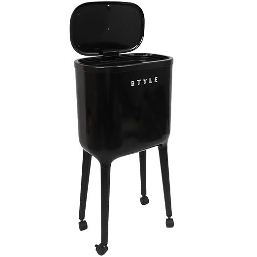 XPIY 4 Gallon Trash Can with Wheels and Lid, Modern Narrow Garbage Can with by XIPY