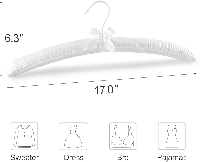 TOPIA HANGER Padded Hangers for Women Clothing, 17-inch Satin Hangers 10 Pack - Image 2