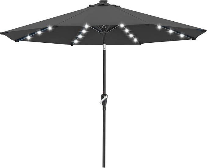 ABCCANOPY 10FT Durable Solar Led Patio Umbrellas with 32LED Lights (Dark Gray) by ABCCANOPY
