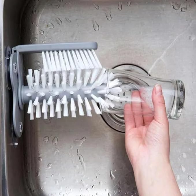 Sink Water Bottle Cleaning Brush Glass Cup Brush Suction Wall Lazy Cup Brush by Jawyem