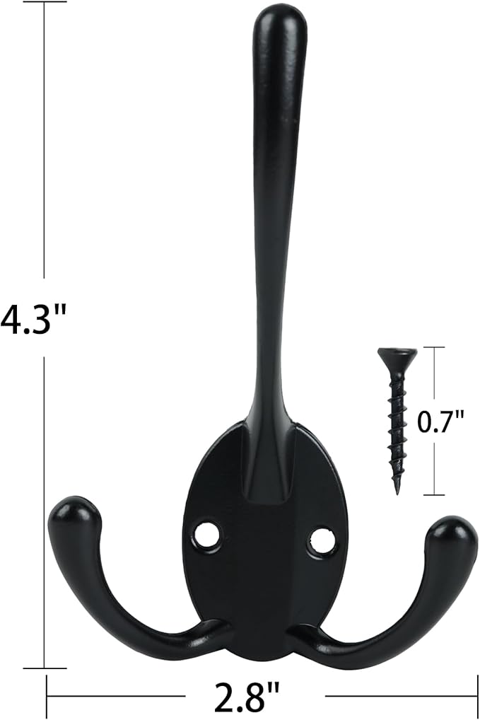 Aynoo 5 Pack Big Heavy Duty Three Prongs Coat Hooks, Wall Hooks, Wall Mounted - Image 4