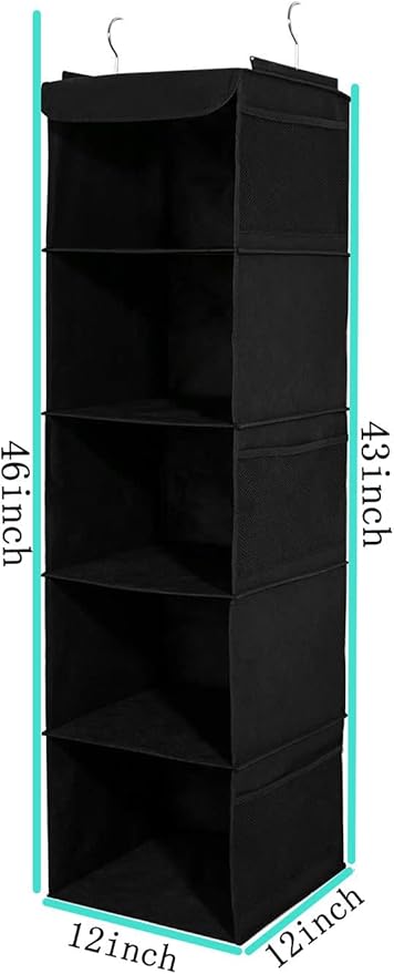2 Pack Hanging Closet Organizer, 5 Shelves Hanging Storage - Image 3