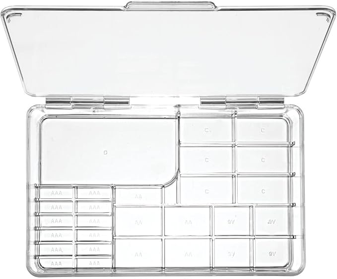 mDesign Plastic Large Stackable Divided Battery Storage Organizer Box - Image 4