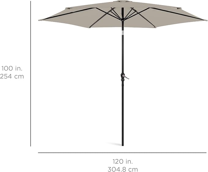 Best Choice Products 10ft Outdoor Table Compatible Steel Polyester Market Patio Umbrella w/Crank and Easy Push Button Tilt - Image 7