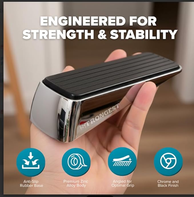 Strongest Home Heavy Duty Door Stopper Wedge | Non-Slip Rubber and Metal Door - Image 7